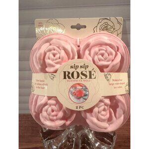 Sip Sip Rosé Silicone Ice Mold – 2 PC – Rose Shaped Large Ice Cube Trays